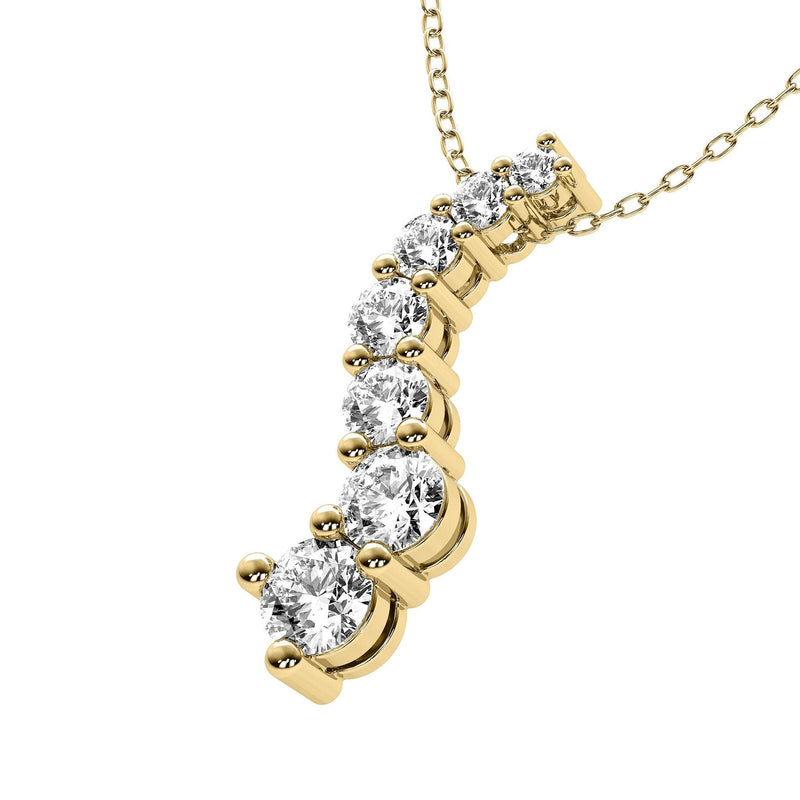 14K Solid Gold Lab Grown Diamond Journey Pendant Necklace