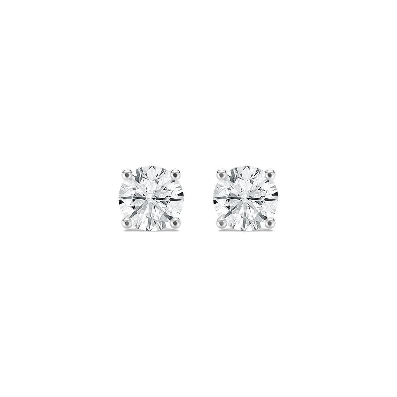 14K Natural Diamond Round Cut Stud Earrings
