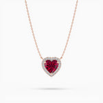 18k Solid Gold Ruby Natural Diamond Halo Style Pendant Necklace | Riyanika Jewels
