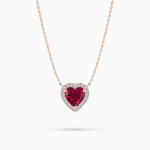 18k Solid Gold Ruby Natural Diamond Halo Style Pendant Necklace | Riyanika Jewels