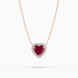 14K Ruby Halo Pendant Necklace
