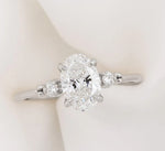 1.2ct Lab Grown Diamond Oval Cut Three Stone Engagement Ring in 14K Solid Gold | Riyanika