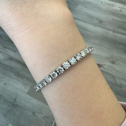 11.96CT T.W Natural Diamond Tennis Bracelet 4-Prong, 14k White Gold