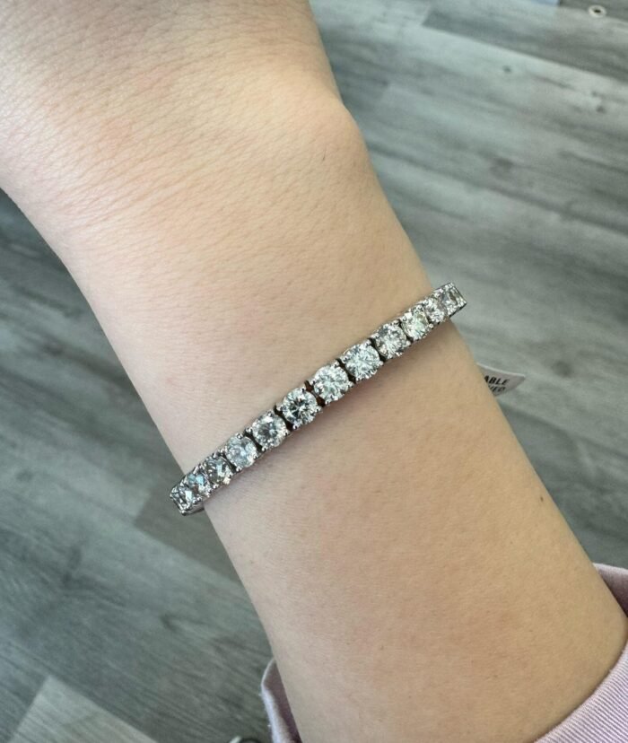 11.96CT T.W Natural Diamond Tennis Bracelet 4-Prong, 14k White Gold