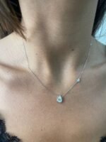 18K Solid Gold Pear Lab Grown Diamond Pendant Necklace - Image 7