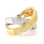 18K Solid Gold Round Natural Yellow Diamond 1.04 Carat Cocktail Ring - Image 4