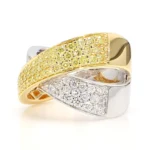 18K Solid Gold Round Natural Yellow Diamond 1.04 Carat Cocktail Ring - Image 2