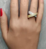 18K Solid Gold Round Natural Yellow Diamond 1.04 Carat Cocktail Ring - Image 5