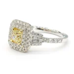 18K Solid Gold Cushion Lab Grown Yellow Diamond 1.14 Carat Cocktail Ring - Image 4