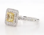 18K Solid Gold Cushion Natural Yellow Diamond 1.36 Carat Cocktail Ring - Image 4