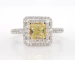 18K Solid Gold Cushion Natural Yellow Diamond 1.36 Carat Cocktail Ring