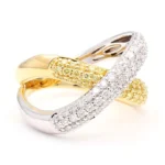 18K Solid Gold Round Lab Grown Yellow & Lab Grown Diamond 0.99 Carat Cocktail Band - Image 4