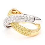 18K Solid Gold Round Lab Grown Yellow & Lab Grown Diamond 0.99 Carat Cocktail Band - Image 2