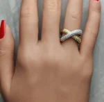 18K Solid Gold Round Lab Grown Yellow & Lab Grown Diamond 0.99 Carat Cocktail Band - Image 5