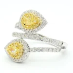 18K Solid Gold Pear Natural Yellow Diamond 1.39 Carat Cocktail Ring - Image 2