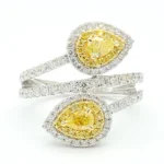 18K Solid Gold Pear Natural Yellow Diamond 1.39 Carat Cocktail Ring - Image 3