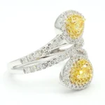 18K Solid Gold Pear Natural Yellow Diamond 1.39 Carat Cocktail Ring - Image 4