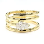 18K Solid Gold Pear Lab Grown Diamond 0.72 Carat Cocktail Ring