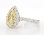 18K Solid Gold GIA Certified Natural Yellow Pear Diamond 3.41 Carat CTW Cocktail Ring - Image 4
