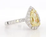 18K Solid Gold GIA Certified Natural Yellow Pear Diamond 3.41 Carat CTW Cocktail Ring - Image 2