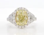 18K Solid Gold GIA Certified Natural Yellow Oval Diamond 4.06 Carat CTW Cocktail Ring - Image 3