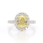 18K Solid Gold GIA Certified Natural Yellow Oval Diamond 3.28 Carat CTW Cocktail Ring