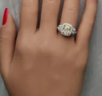 18K Solid Gold IGI Certified Lab Grown Yellow Cushion Diamond 3.40 Carat CTW Cocktail Ring - Image 5