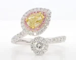 18K Solid Gold IGI Certified Lab Grown Yellow Pear Diamond 2.05 Carat CTW Cocktail Ring