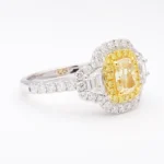 18K Solid Gold 2.13 Carat Cushion Yellow Natural Diamond Cocktail Ring - Image 2