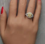 18K Solid Gold 2.13 Carat Cushion Yellow Natural Diamond Cocktail Ring - Image 5