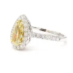 18K Solid Gold 1.69 Carat Pear Yellow Lab Grown Diamond Cocktail Ring - Image 4