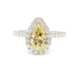 18K Solid Gold 1.69 Carat Pear Yellow Lab Grown Diamond Cocktail Ring - Image 3