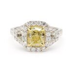 18K Solid Gold GIA Certified Natural Yellow Cushion Diamond 2.75 Carat CTW Cocktail Ring - Image 3