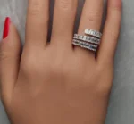 18K Solid Gold 4.31 Carat Emerald White Lab Grown Diamond Cocktail Band - Image 5