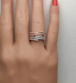 18K Solid Gold Round Lab Grown Pink Diamond 0.50 Carat Cocktail Band - Image 5