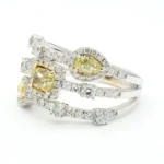 18K Solid Gold 2.22 Carat Cushion Yellow Natural Diamond Cocktail Ring - Image 2