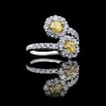 18K Solid Gold Cushion Natural Yellow Diamond 2.00 Carat Cocktail Ring - Image 2