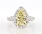 18K Solid Gold GIA Certified Natural Yellow Pear Diamond 3.41 Carat CTW Cocktail Ring - Image 3