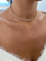 18K Solid Gold Lab Diamond Tennis Necklace - Image 6