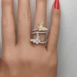 18K Solid Gold Round Natural Yellow Diamond 0.96 Carat Cocktail Ring - Image 5