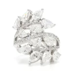 18K Solid Gold Lab Grown White Pear Diamond 5.11 Carat CTW Cocktail Ring - Image 3