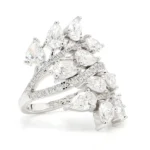 18K Solid Gold Lab Grown White Pear Diamond 5.11 Carat CTW Cocktail Ring - Image 4