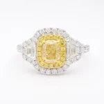 18K Solid Gold 2.13 Carat Cushion Yellow Natural Diamond Cocktail Ring