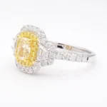 18K Solid Gold 2.13 Carat Cushion Yellow Natural Diamond Cocktail Ring - Image 4