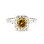 18K Solid Gold 1.66 Carat Radiant Green Lab Grown Diamond Cocktail Ring