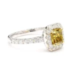 18K Solid Gold 1.66 Carat Radiant Green Lab Grown Diamond Cocktail Ring - Image 2