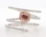 18K Solid Gold 0.70 Carat Radiant Pink Lab Grown Diamond Cocktail Ring