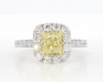 18K Solid Gold Cushion Lab Grown Yellow Diamond 1.94 Carat Cocktail Ring