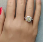 18K Solid Gold Cushion Lab Grown Yellow Diamond 1.94 Carat Cocktail Ring - Image 5