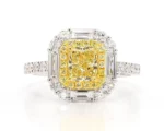 18K Solid Gold 1.97 Carat Radiant Yellow Lab Grown Diamond Cocktail Ring